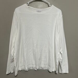 Croft & Barrow Long Sleeve Tee Women XXL White 100% Cotton Classic Crew Neck